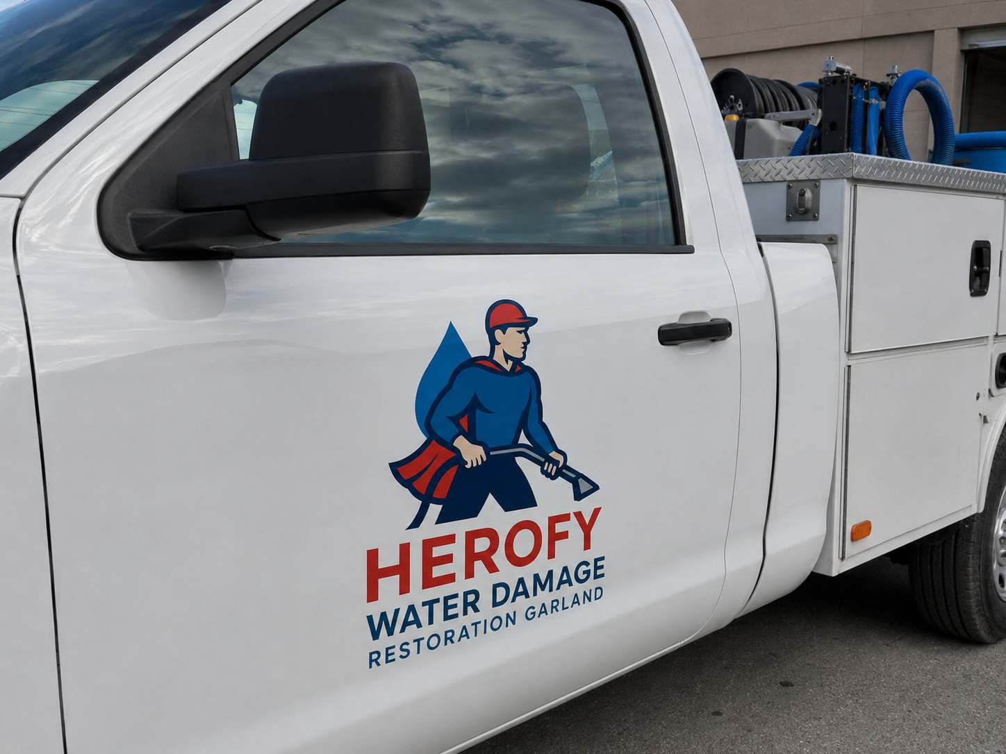 Herofy Water Damage Restoration Garland service truck